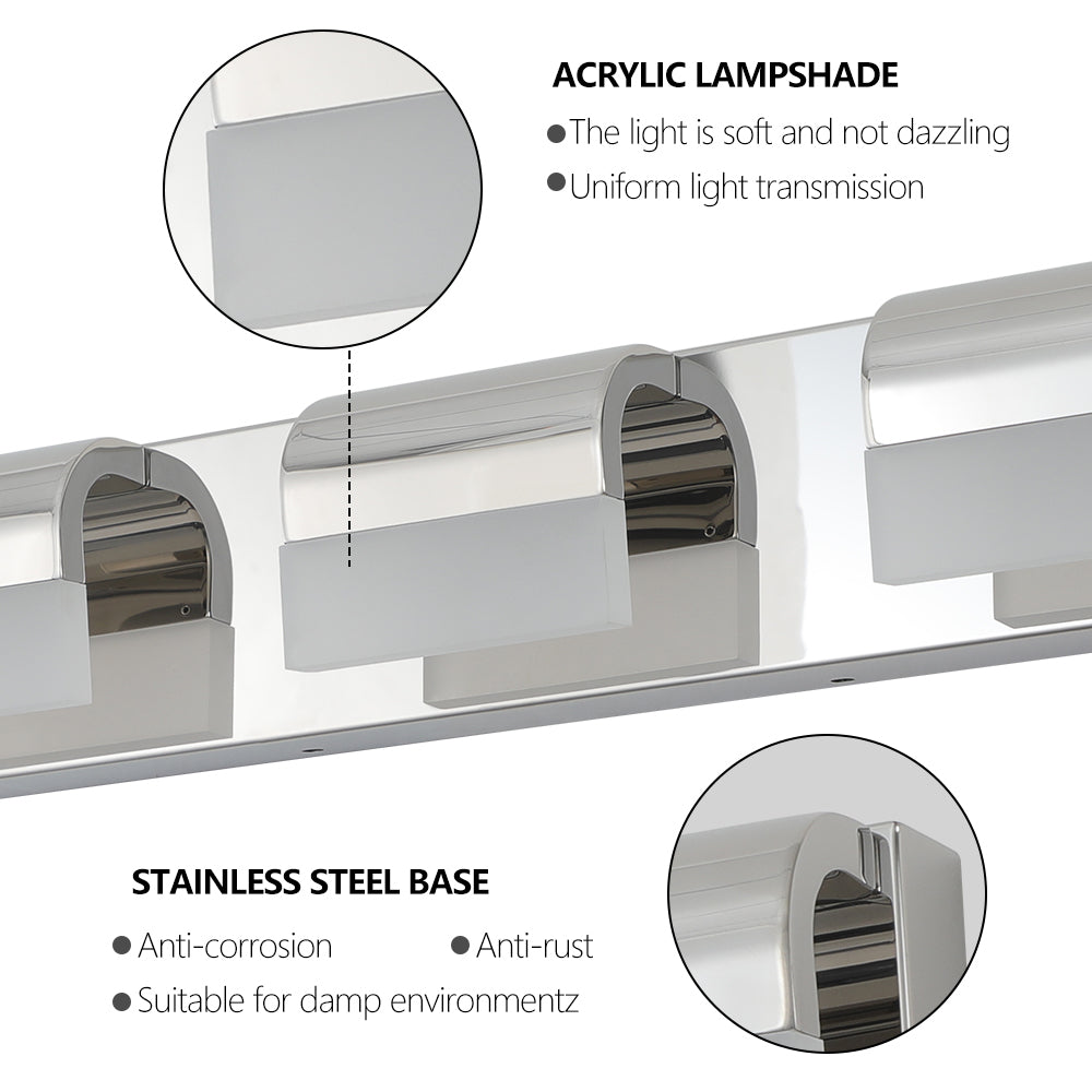 Bathroom Vanity Lighting 3 Light LED Vanity Lights chrome-modern-acrylic-stainless steel