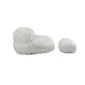 COOLMORE Bean Bag Chair Faux fur Lazy Sofa Footstool white-plush