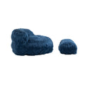 COOLMORE Bean Bag Chair Faux fur Lazy Sofa Footstool navy-plush