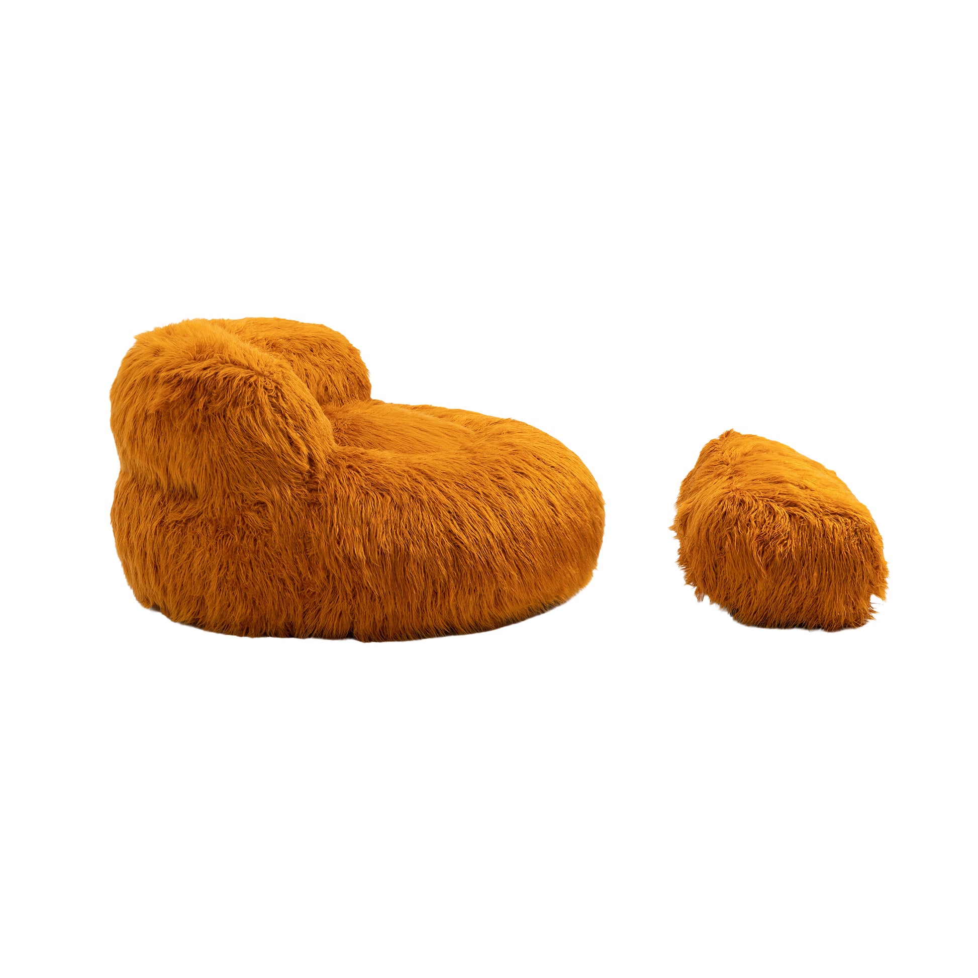 COOLMORE Bean Bag Chair Faux fur Lazy Sofa Footstool orange-plush