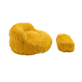 COOLMORE Bean Bag Chair Faux fur Lazy Sofa Footstool yellow-plush