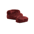 COOLMORE Bean Bag Chair Faux fur Lazy Sofa Footstool wine red-plush