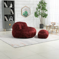 COOLMORE Bean Bag Chair Faux fur Lazy Sofa Footstool wine red-plush