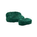 COOLMORE Bean Bag Chair Faux fur Lazy Sofa Footstool emerald-plush