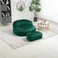 COOLMORE Bean Bag Chair Faux fur Lazy Sofa Footstool emerald-plush