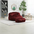 COOLMORE Bean Bag Chair Faux fur Lazy Sofa Footstool wine red-plush