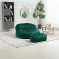 COOLMORE Bean Bag Chair Faux fur Lazy Sofa Footstool emerald-plush