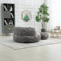 COOLMORE Bean Bag Chair Faux fur Lazy Sofa Footstool gray-plush