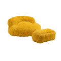 COOLMORE Bean Bag Chair Faux fur Lazy Sofa Footstool yellow-plush