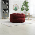 COOLMORE Bean Bag Chair Faux fur Lazy Sofa Footstool wine red-plush