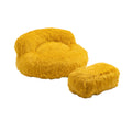 COOLMORE Bean Bag Chair Faux fur Lazy Sofa Footstool yellow-plush