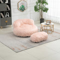 COOLMORE Bean Bag Chair Faux fur Lazy Sofa Footstool pink-plush