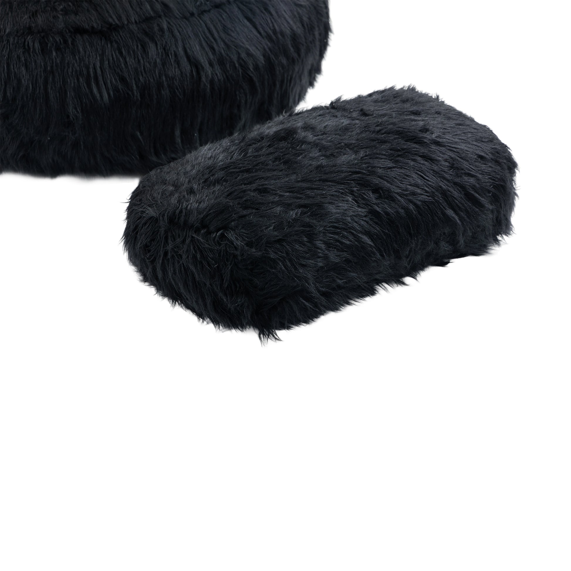 COOLMORE Bean Bag Chair Faux fur Lazy Sofa Footstool black-plush