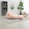 COOLMORE Bean Bag Chair Faux fur Lazy Sofa Footstool pink-plush