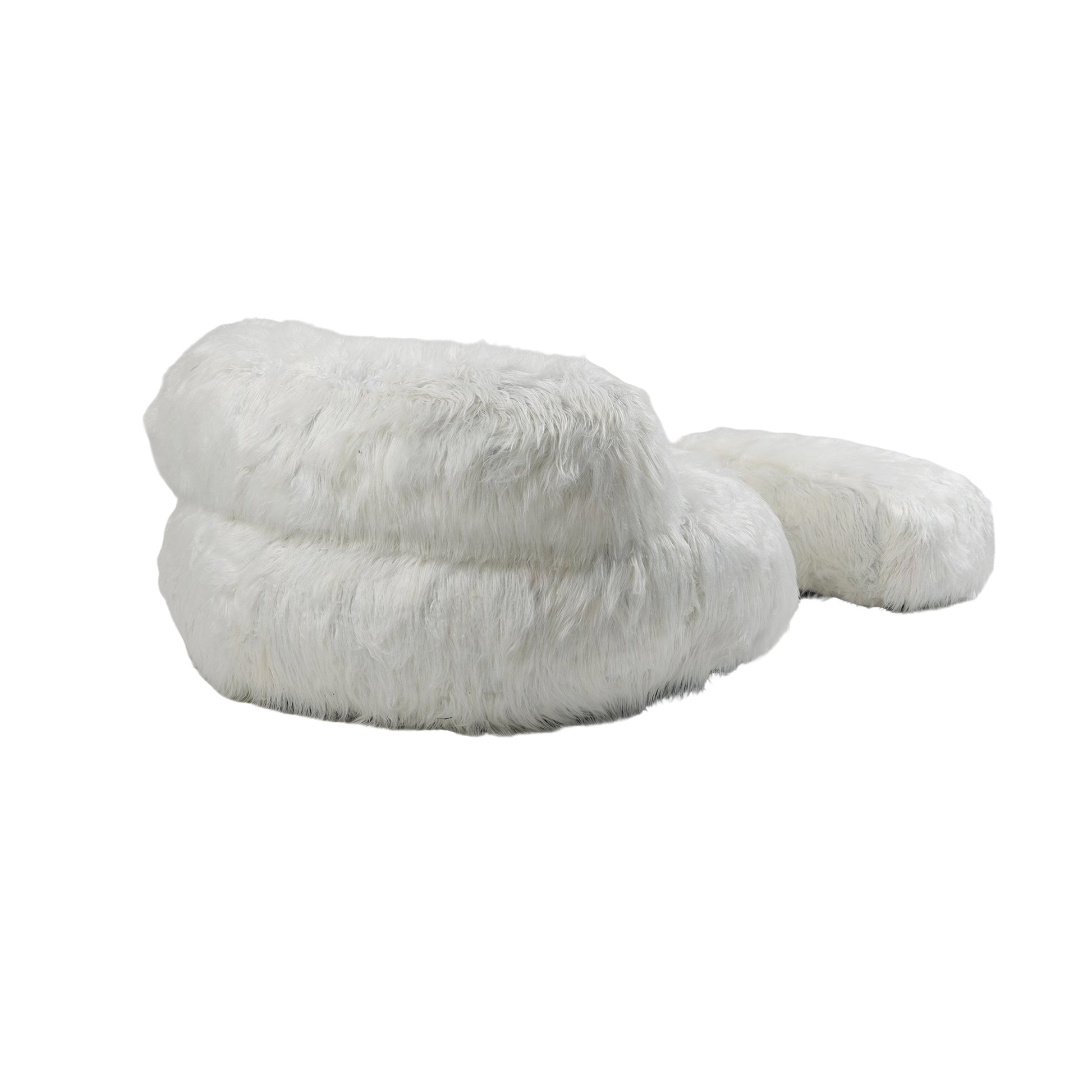 COOLMORE Bean Bag Chair Faux fur Lazy Sofa Footstool white-plush