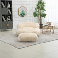 COOLMORE Bean Bag Chair Faux fur Lazy Sofa Footstool beige-plush