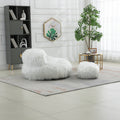 COOLMORE Bean Bag Chair Faux fur Lazy Sofa Footstool white-plush