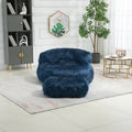 COOLMORE Bean Bag Chair Faux fur Lazy Sofa Footstool navy-plush