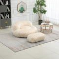 COOLMORE Bean Bag Chair Faux fur Lazy Sofa Footstool beige-plush