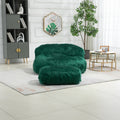 COOLMORE Bean Bag Chair Faux fur Lazy Sofa Footstool emerald-plush