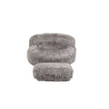 COOLMORE Bean Bag Chair Faux fur Lazy Sofa Footstool gray-plush