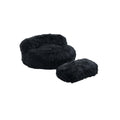 COOLMORE Bean Bag Chair Faux fur Lazy Sofa Footstool black-plush