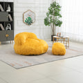 COOLMORE Bean Bag Chair Faux fur Lazy Sofa Footstool yellow-plush