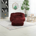 COOLMORE Bean Bag Chair Faux fur Lazy Sofa Footstool wine red-plush