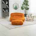 COOLMORE Bean Bag Chair Faux fur Lazy Sofa Footstool orange-plush