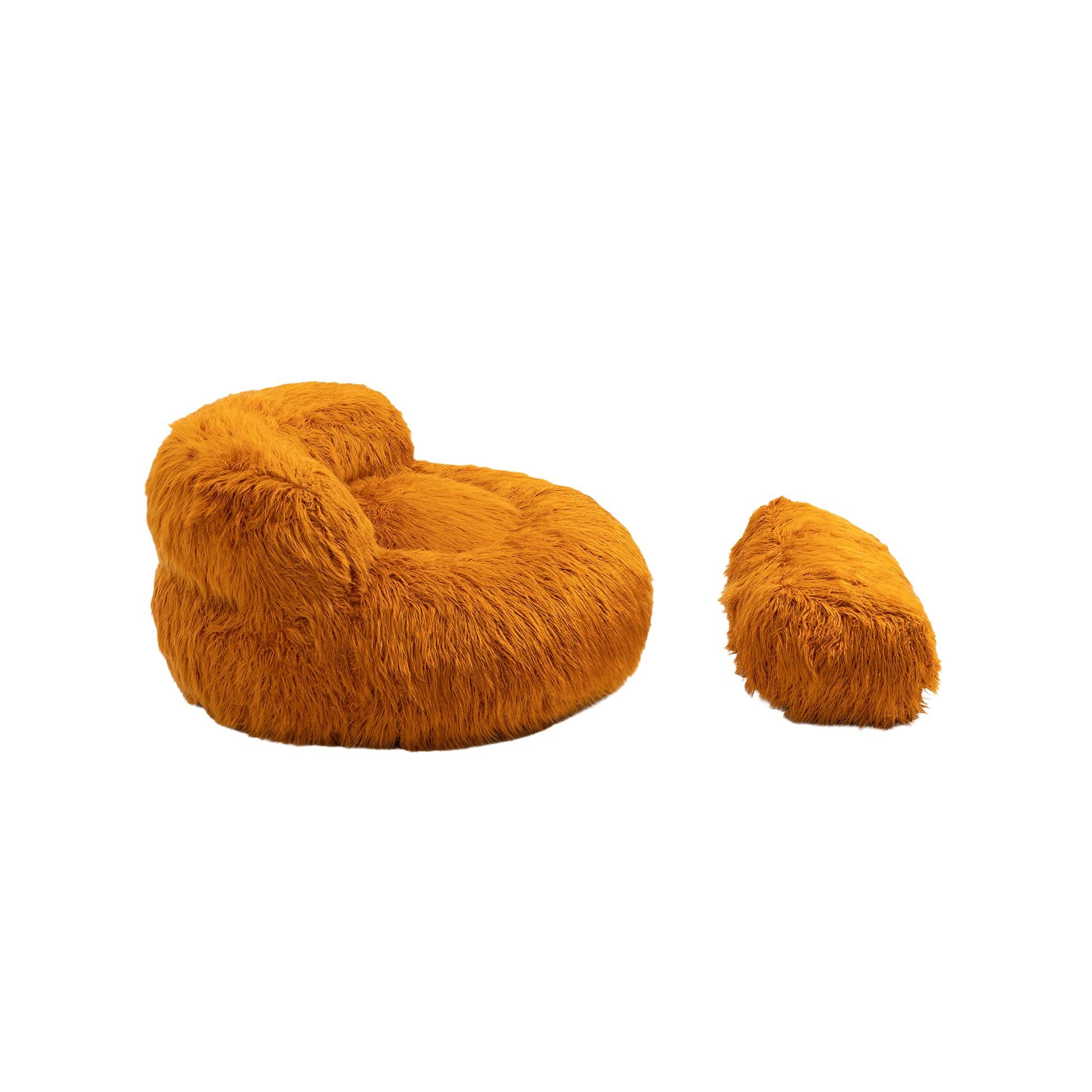 COOLMORE Bean Bag Chair Faux fur Lazy Sofa Footstool orange-plush