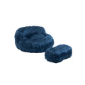 COOLMORE Bean Bag Chair Faux fur Lazy Sofa Footstool navy-plush