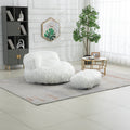 COOLMORE Bean Bag Chair Faux fur Lazy Sofa Footstool white-plush