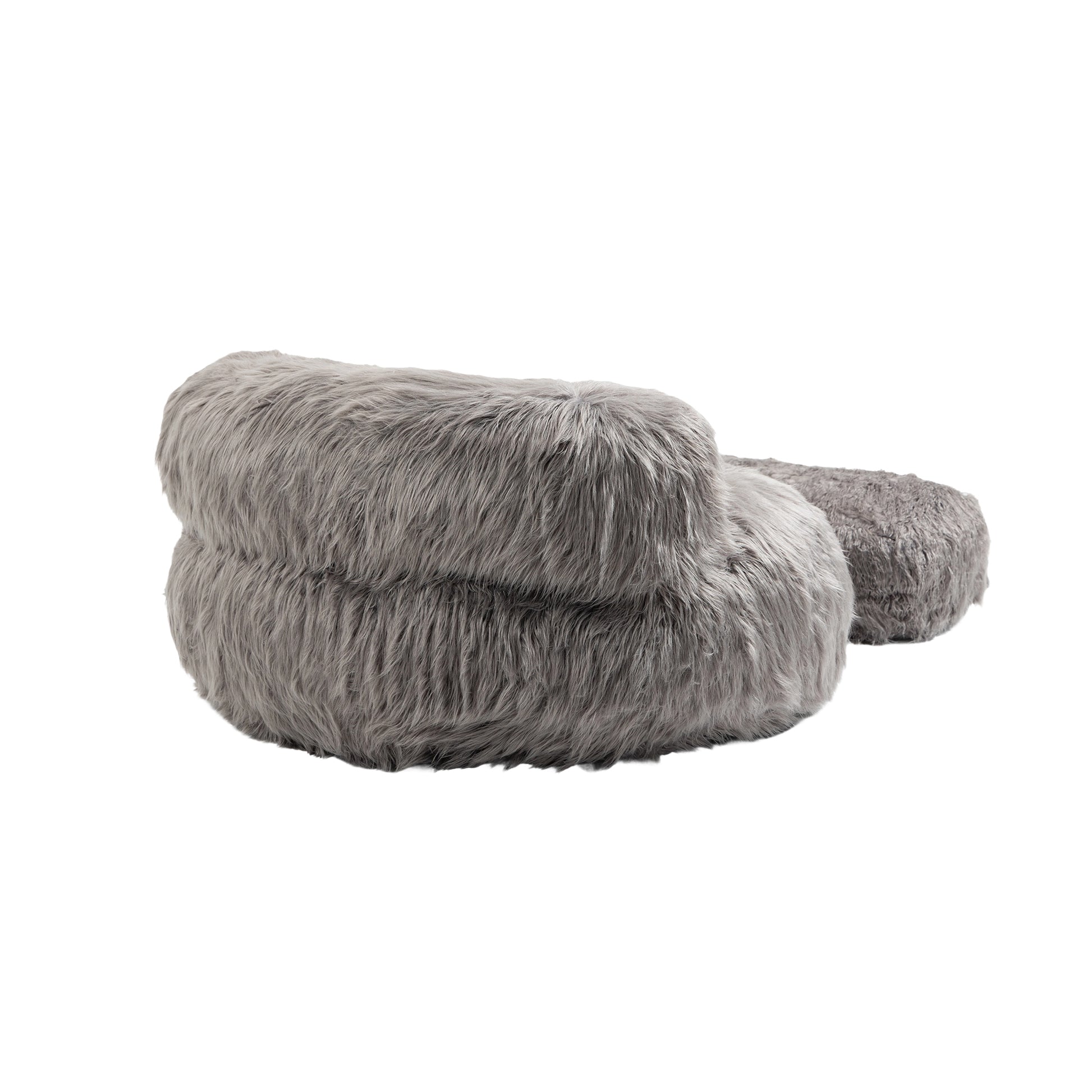 COOLMORE Bean Bag Chair Faux fur Lazy Sofa Footstool gray-plush