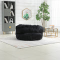 COOLMORE Bean Bag Chair Faux fur Lazy Sofa Footstool black-plush