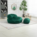 COOLMORE Bean Bag Chair Faux fur Lazy Sofa Footstool emerald-plush