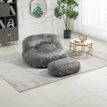 COOLMORE Bean Bag Chair Faux fur Lazy Sofa Footstool gray-plush