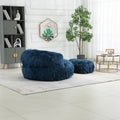 COOLMORE Bean Bag Chair Faux fur Lazy Sofa Footstool navy-plush