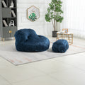 COOLMORE Bean Bag Chair Faux fur Lazy Sofa Footstool navy-plush