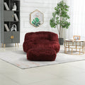 COOLMORE Bean Bag Chair Faux fur Lazy Sofa Footstool wine red-plush