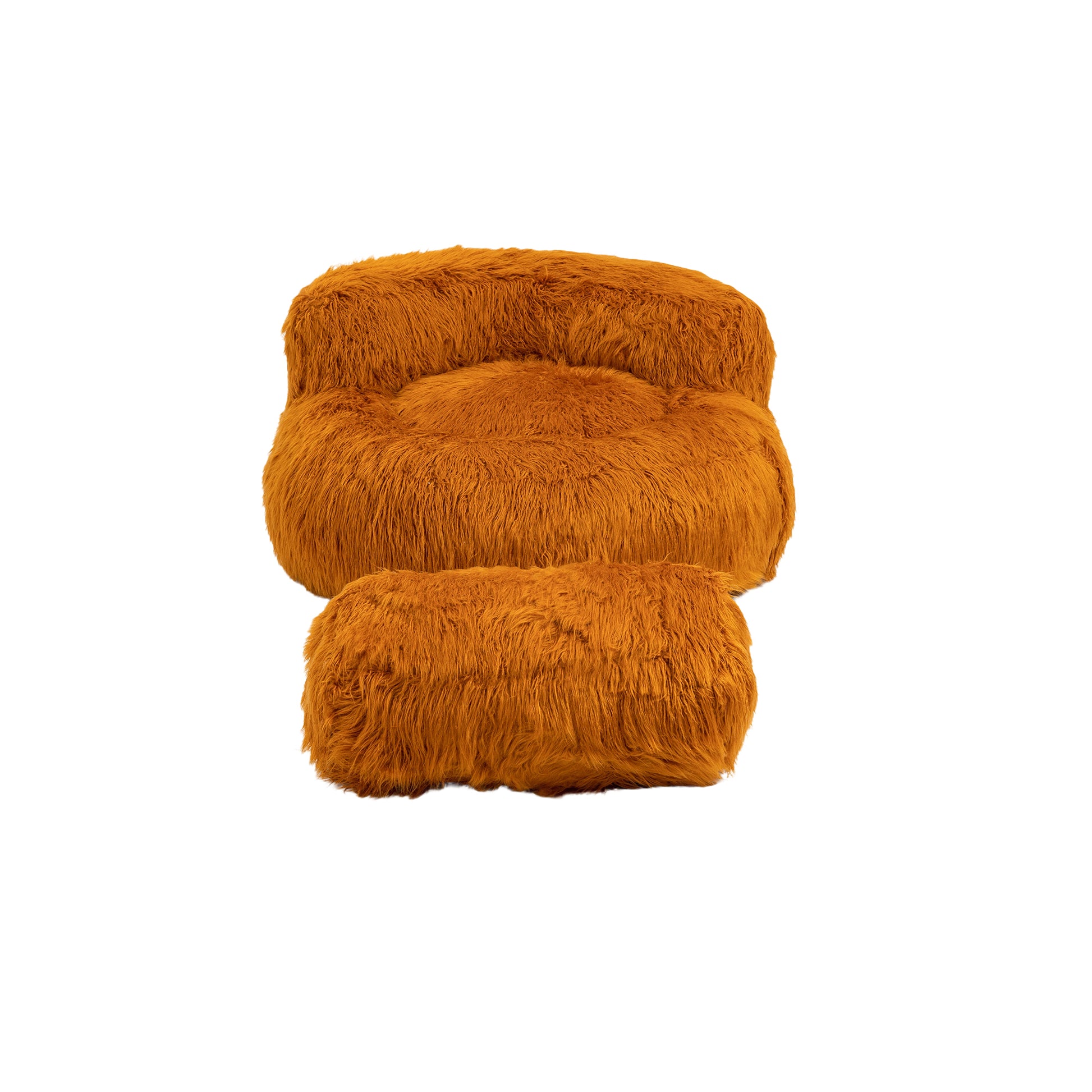 COOLMORE Bean Bag Chair Faux fur Lazy Sofa Footstool orange-plush