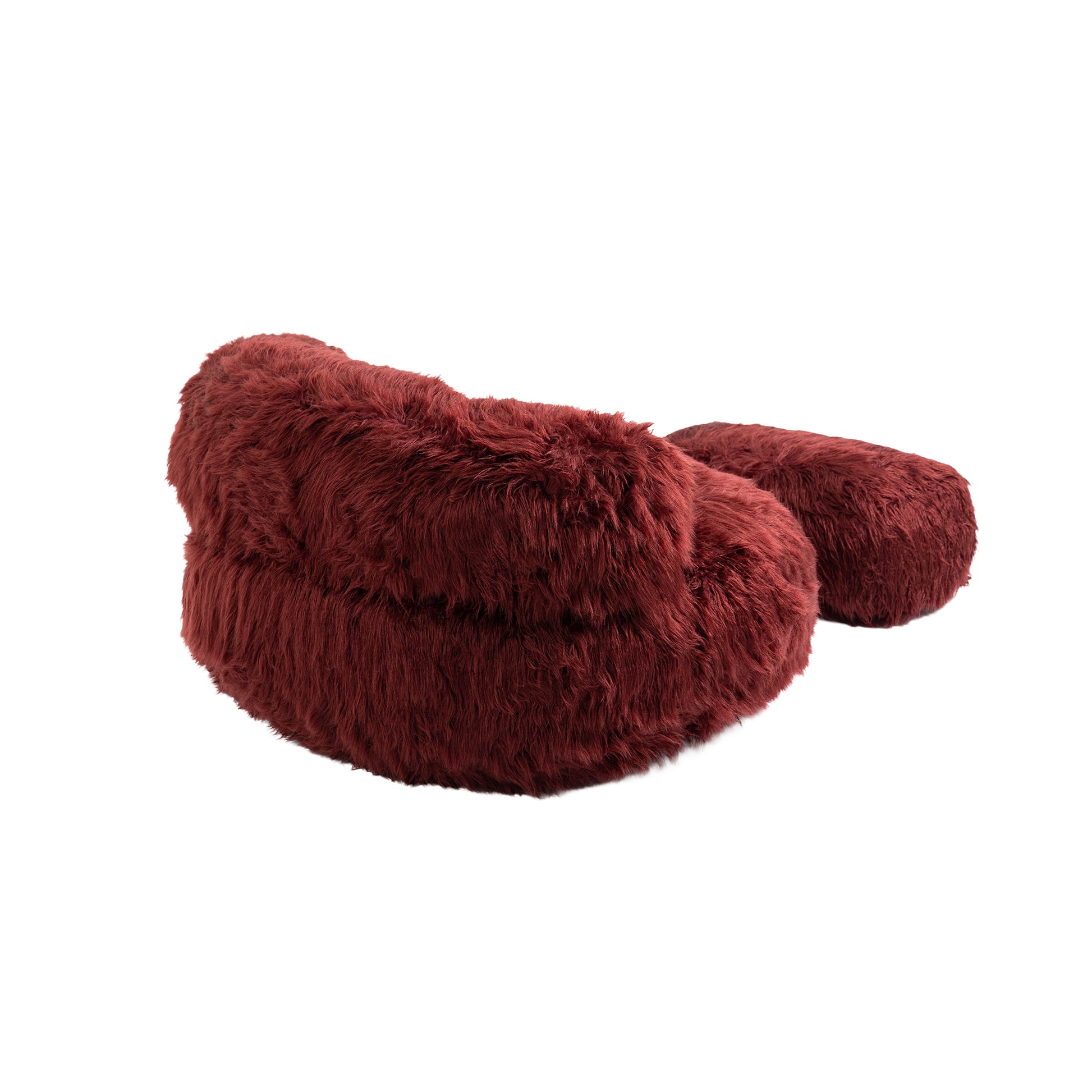 COOLMORE Bean Bag Chair Faux fur Lazy Sofa Footstool wine red-plush