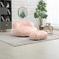 COOLMORE Bean Bag Chair Faux fur Lazy Sofa Footstool pink-plush