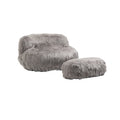 COOLMORE Bean Bag Chair Faux fur Lazy Sofa Footstool gray-plush