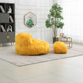 COOLMORE Bean Bag Chair Faux fur Lazy Sofa Footstool yellow-plush