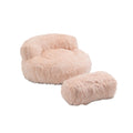 COOLMORE Bean Bag Chair Faux fur Lazy Sofa Footstool pink-plush