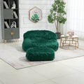 COOLMORE Bean Bag Chair Faux fur Lazy Sofa Footstool emerald-plush