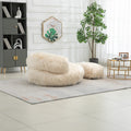 COOLMORE Bean Bag Chair Faux fur Lazy Sofa Footstool beige-plush