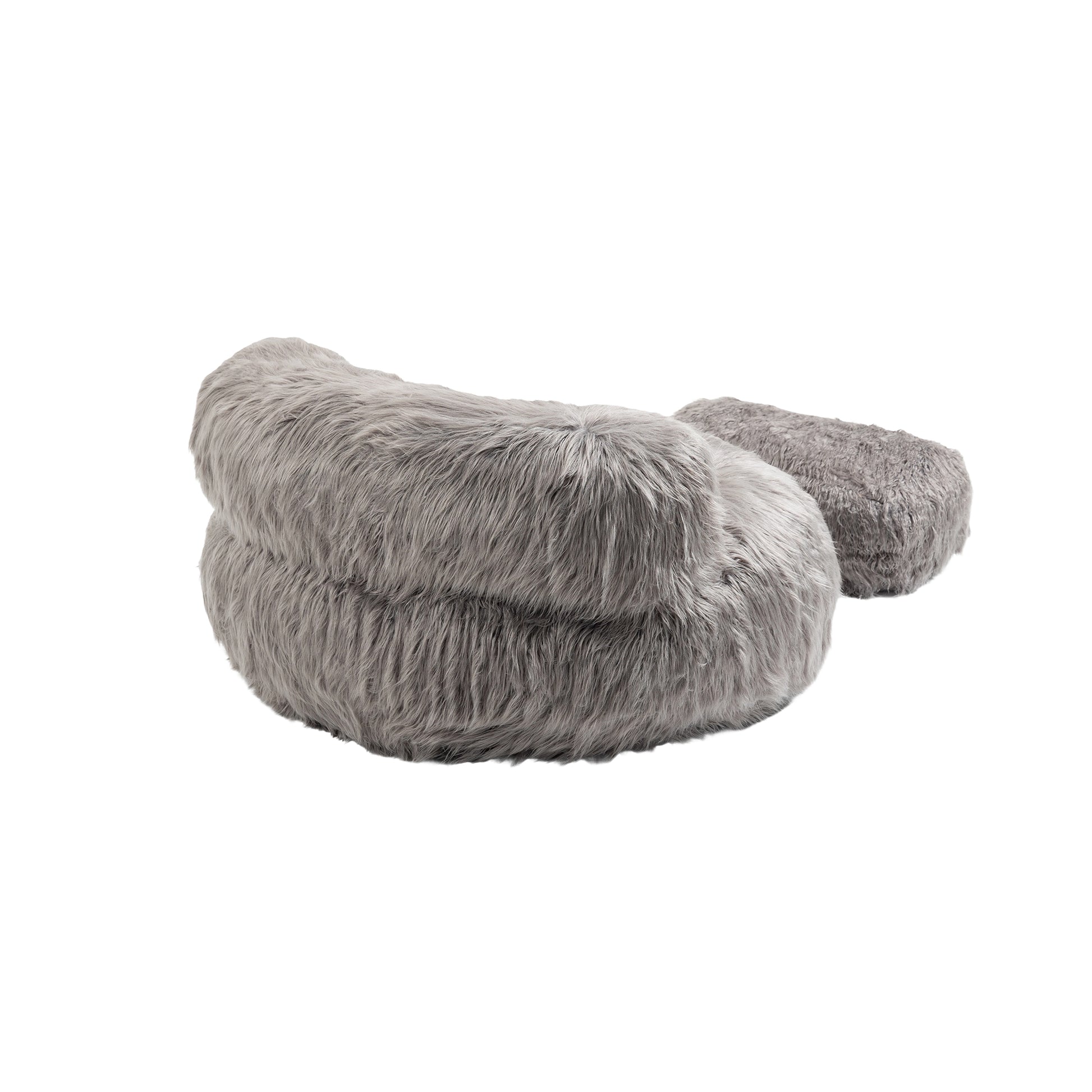 COOLMORE Bean Bag Chair Faux fur Lazy Sofa Footstool gray-plush