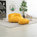 COOLMORE Bean Bag Chair Faux fur Lazy Sofa Footstool yellow-plush