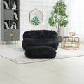 COOLMORE Bean Bag Chair Faux fur Lazy Sofa Footstool black-plush